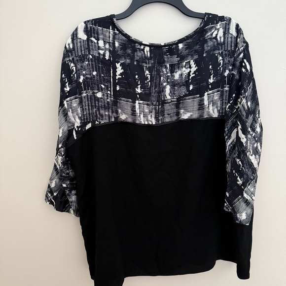 Lafayette 148 Plus Size 100% Silk Rayna Black White Abstract Plaid Blouse - Picture 8 of 9